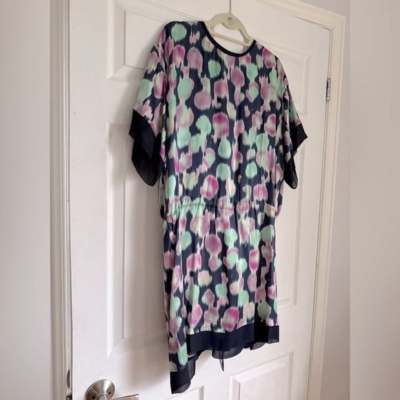 Rochas silk tie-waist abstract printed summer resort dress - size FR 42 (US 12) - Picture 5 of 6